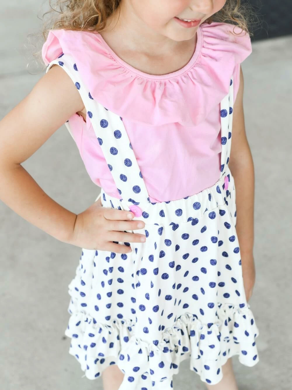 Sydney So Sweet Pink & Navy Polka Dot Flutter Girls Suspender Set Dresses & Skirt Sets 4 Sydney So Sweet Pink & Navy Polka Dot Flutter Girls Suspender Set Dresses & Skirt Sets