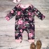 Sydney So Sweet Pink & Purple Watercolor Floral Eucalyptus Girls Baby Romper Baby Boutique