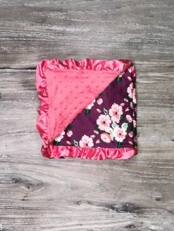 Sydney So Sweet Pinky Pink Rose Floral Toddler Or Baby Minky Dot Blanket Extras