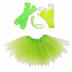 Sydney So Sweet 80s Costume In Neon Lime Green - 4 Piece Pixie Tutu Set For Girls, Adult, & Plus Sizes