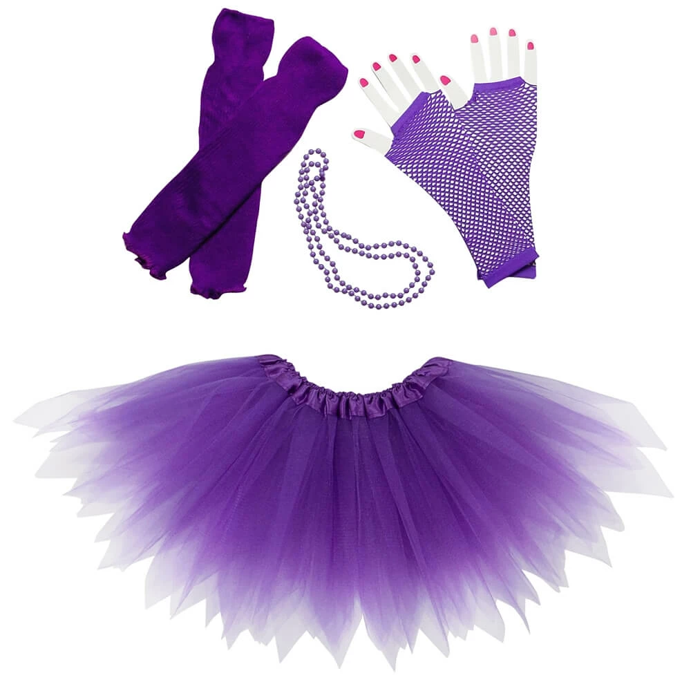 Sydney So Sweet 80s Costume In Neon Purple - 4 Piece Pixie Tutu Set For Girls, Adult, & Plus Sizes 1 Sydney So Sweet 80s Costume In Neon Purple - 4 Piece Pixie Tutu Set For Girls, Adult, & Plus Sizes
