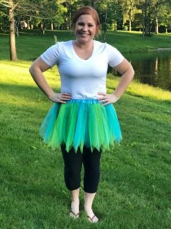 Sydney So Sweet Tutu & Costume Shop Turquoise Blue & Lime Fairy Costume Pixie Tutu Skirt For Kids, Adults, Plus
