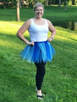 Sydney So Sweet Royal Blue & Light Blue Fairy Costume Pixie Tutu Skirt For Kids, Adults, Plus