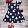 Sydney So Sweet Play Ball Navy Baseball Flutter Sleeve Girls Summer Dress
