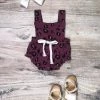 Sydney So Sweet Plum Purple Animal Print Ruffle Baby Girls Bubble Romper New Arrivals