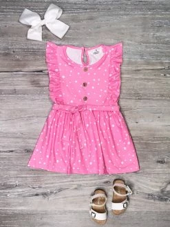 Sydney So Sweet Dresses & Skirt Sets Polka Dot Hot Pink Ruffle Flutter Girls Spring Summer Dress