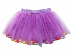 Sydney So Sweet Lavender Purple Pom Pom Girls Tutu - Kids Size Tulle Tutu Happy Birthday Party Skirt