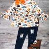 Sydney So Sweet Pumpkin Farm Market Bell Sleeve Girls Denim Jeans Outfit