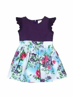 Sydney So Sweet Purple Floral Arrangement Ruffle Flutter Girls Dress