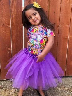 Sydney So Sweet Purple Tutu Skirt - Kids Size 3-Layer Tulle Basic Ballet Dance Costume Tutus For Girls