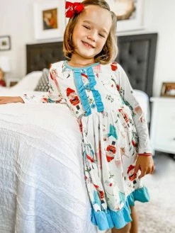 Sydney So Sweet Nutcracker Dreams Blue Ruffle Girls Christmas Dress Dresses & Skirt Sets