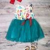 Sydney So Sweet Rainbow ABC's Letter People Blue Tulle Girls Back To School Tutu Dress New Arrivals