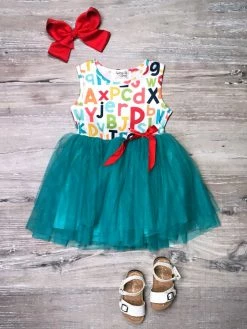 Sydney So Sweet Rainbow ABC's Letter People Blue Tulle Girls Back To School Tutu Dress New Arrivals
