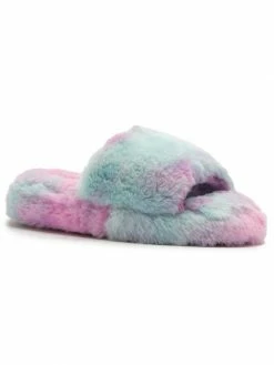 Sydney So Sweet Girls Rainbow Tie Dye Fuzzy Slipper Sandals Loungewear, Joggers, & PJ's