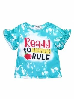Sydney So Sweet Ready To Rule Blue Acid Wash Girls Back To School Top