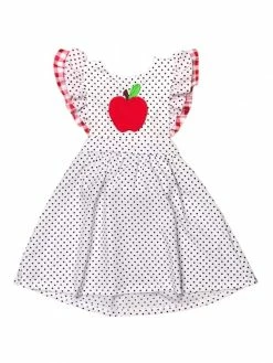 Sydney So Sweet New Arrivals Red Apple Polka Dot Gingham Flutter Sleeve Girls Dress