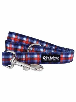 Sydney So Sweet Red White & Blue Patriotic Plaid Nylon Dog Leash