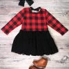Sydney So Sweet Red Buffalo Plaid Black Swiss Dot Chiffon Girls Tutu Dress Dresses & Skirt Sets