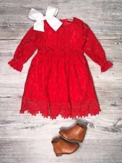 Sydney So Sweet Red Lace Flare Girls Special Occasion Fancy Dress Dresses & Skirt Sets