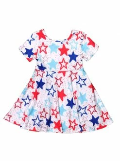 Sydney So Sweet Red, White, & Blue Patriotic Stars Girls 4th Of July Skater Dress New Arrivals