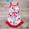 Sydney So Sweet Red, White, & Blue Patriotic Stars Ruffle Girls 4th Of July Romper