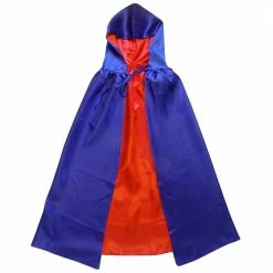 Sydney So Sweet Royal Blue & Red Hooded Cape, Superhero Or Princess Reversible Hooded Cloak