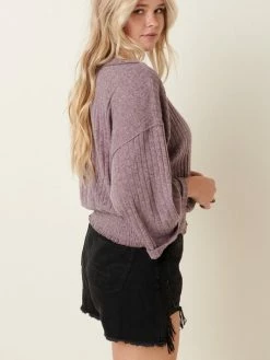 Sydney So Sweet Women's Clothing Rib Smocking Women's Textured Sweater Top Mauve Purple 7 Sydney So Sweet Women's Clothing Rib Smocking Women's Textured Sweater Top Mauve Purple