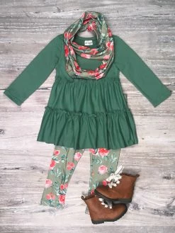 Sydney So Sweet Rose Garden Green Ruffle Girls Winter Scarf Outfit 8 Sydney So Sweet Rose Garden Green Ruffle Girls Winter Scarf Outfit