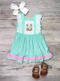 Sydney So Sweet Ruffley Rabbit Mint Polka Dot Lace Girls Dress Dresses & Skirt Sets