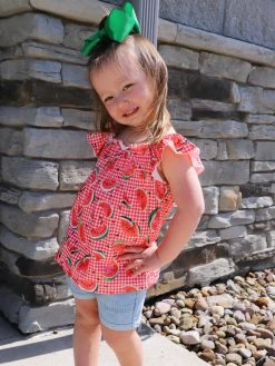 Sydney So Sweet New Arrivals Watermelon Picnic Red Flutter Girls Denim Shorts Outfit 9 Sydney So Sweet New Arrivals Watermelon Picnic Red Flutter Girls Denim Shorts Outfit