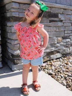Sydney So Sweet New Arrivals Watermelon Picnic Red Flutter Girls Denim Shorts Outfit 10 Sydney So Sweet New Arrivals Watermelon Picnic Red Flutter Girls Denim Shorts Outfit