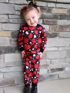 Sydney So Sweet Loungewear, Joggers, & PJ's Love Your Heart Red & Black Hooded Girls Jogger Outfit