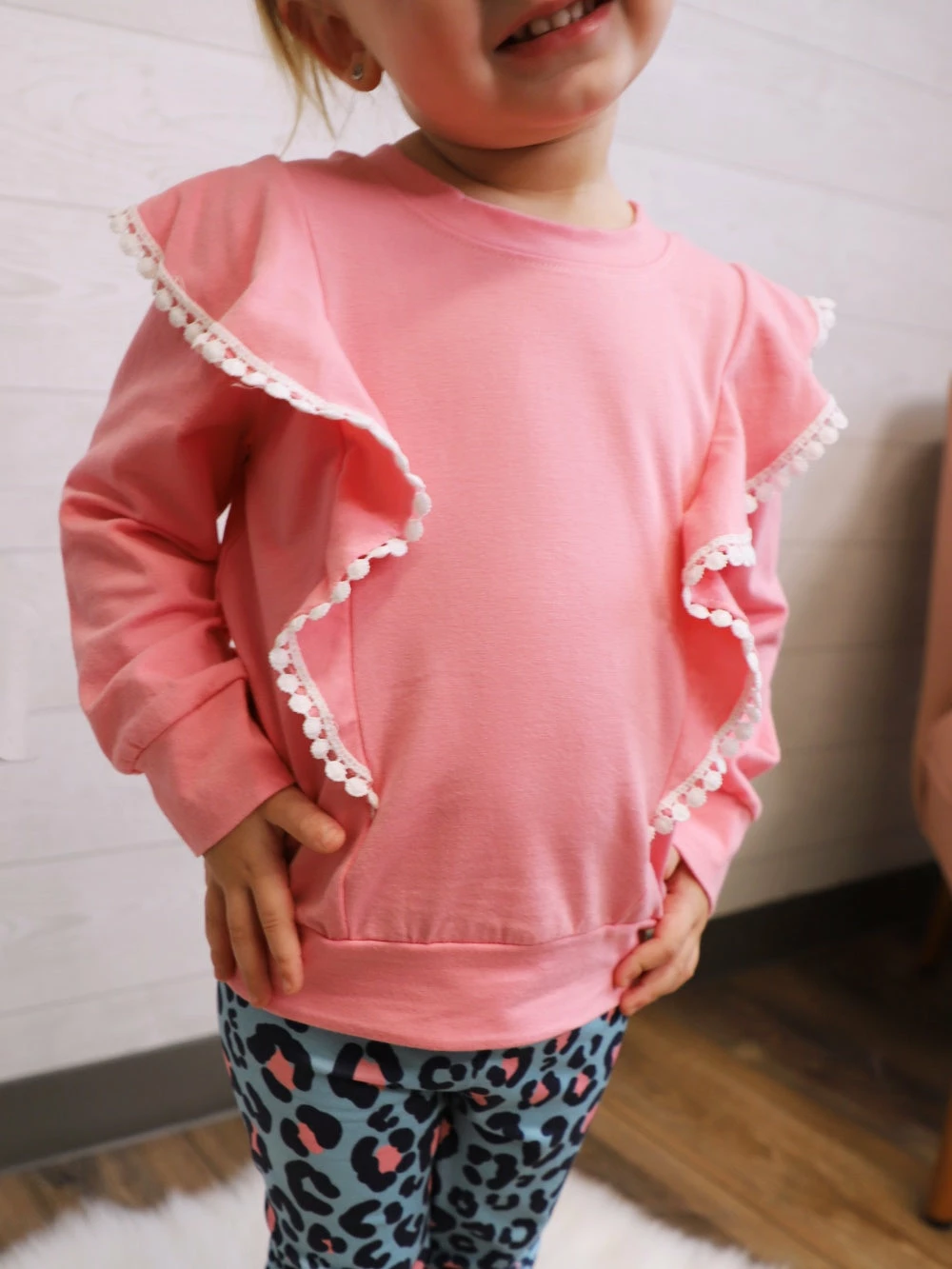 Sydney So Sweet 2 Piece Pants Outfits Wild At Heart Pink & Blue Leopard Ruffle Girls Outfit 4 Sydney So Sweet 2 Piece Pants Outfits Wild At Heart Pink & Blue Leopard Ruffle Girls Outfit