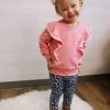 Sydney So Sweet 2 Piece Pants Outfits Wild At Heart Pink & Blue Leopard Ruffle Girls Outfit