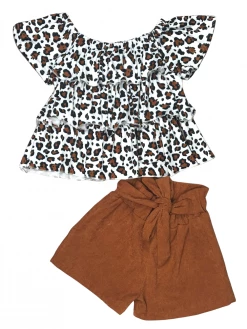 Sydney So Sweet Shorts & Capri Outfits Cheetah Print Camel Corduroy Girls Shorts Outfit