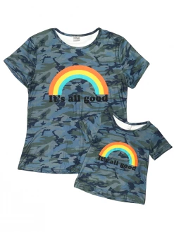 Sydney So Sweet Mommy And Me - It's All Good Rainbow Camo Graphic Matching T-shirt Mom & Me Matching