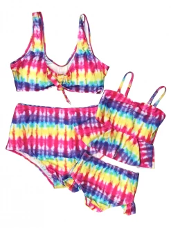 Sydney So Sweet Mommy & Me & Family Swim Mommy And Me - Rainbow Dip Dye High Waisted Matching Bikini