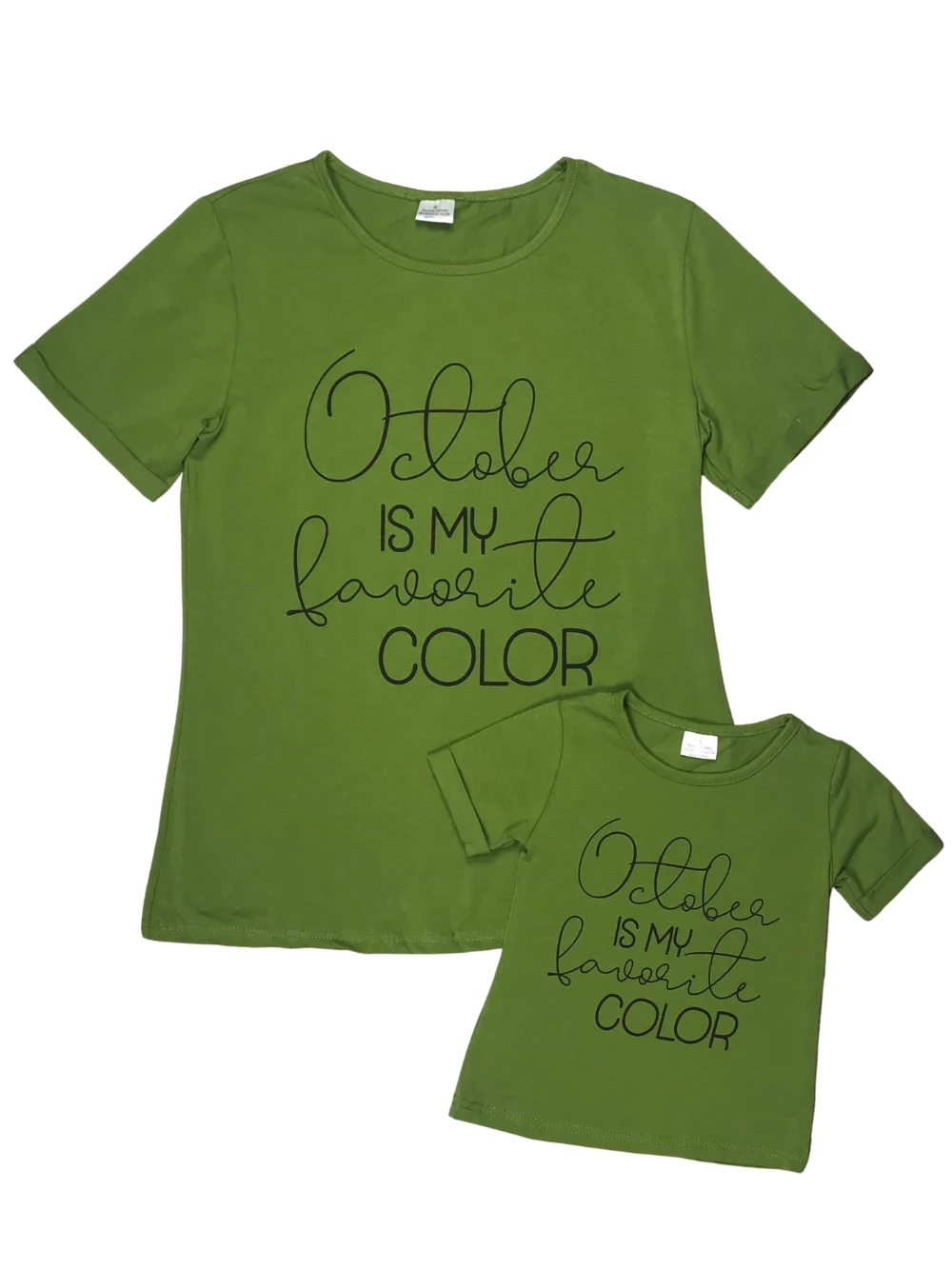 Sydney So Sweet Mommy And Me - October Is My Favorite Color Green Fall Matching T-Shirt 3 Sydney So Sweet Mommy And Me - October Is My Favorite Color Green Fall Matching T-Shirt