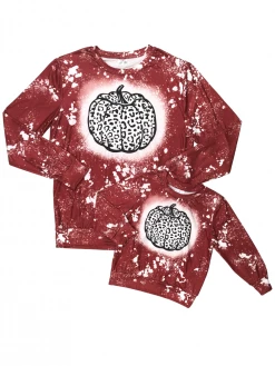 Sydney So Sweet Mommy And Me - Cheetah Pumpkin Brick Red Acid Wash Matching Top