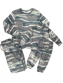 Sydney So Sweet Mom & Me Matching Mommy And Me - Green Camo Stripe Matching Loungewear Set