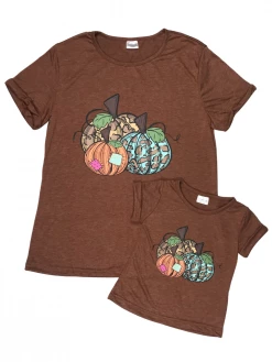 Sydney So Sweet Mommy And Me - Vintage Pumpkin Patch Heathered Brown Matching T-Shirt
