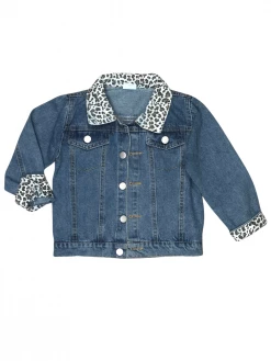 Sydney So Sweet Dresses & Skirt Sets Cheetah Girl Cuffed Girls Denim Jean Jacket