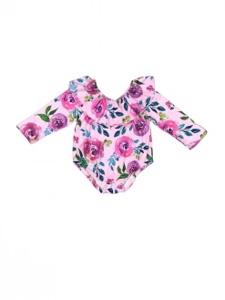 Sydney So Sweet Baby Boutique Plum Posies Floral Ruffle Girls Baby Romper