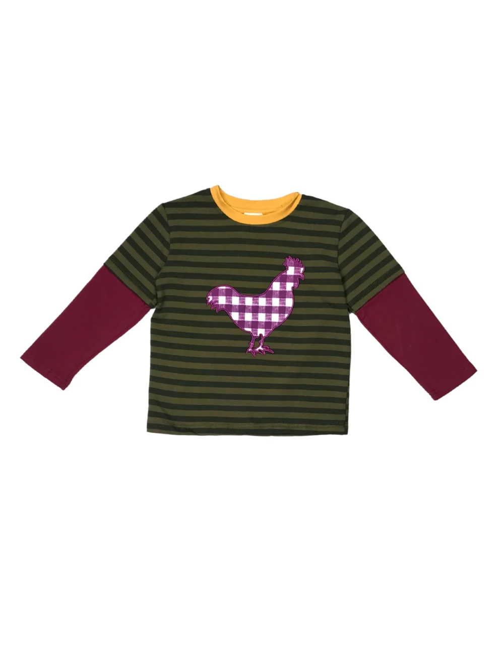 Sydney So Sweet T-Shirts & Tops Vintage Chicken Olive Burgundy Stripe Boys Top 2 Sydney So Sweet T-Shirts & Tops Vintage Chicken Olive Burgundy Stripe Boys Top