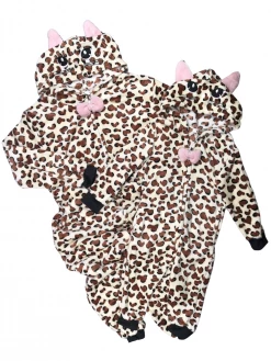 Sydney So Sweet Mommy And Me - Animal Cheetah Fleece Hooded Zip Up Matching Onesies