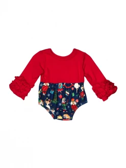 Sydney So Sweet Baby Boutique Night At The Nutcracker Red Ruffle Girls Christmas Baby Romper
