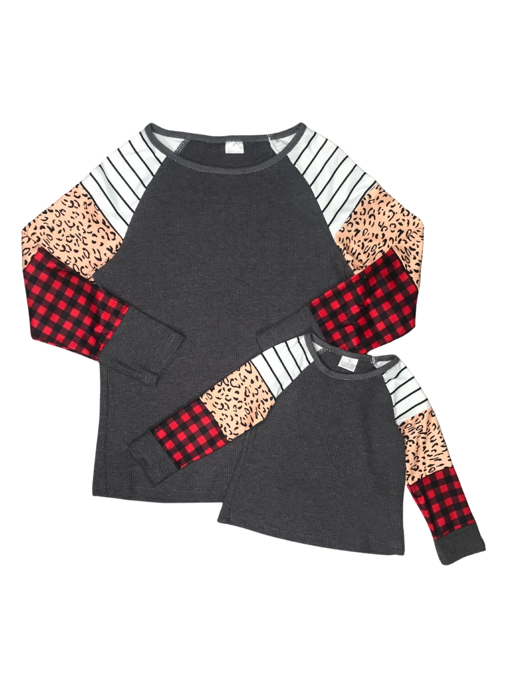 Sydney So Sweet Mom & Me Matching Mommy And Me - Cheetah Stripe Plaid Gray Thermal Waffle Knit Matching Top 2 Sydney So Sweet Mom & Me Matching Mommy And Me - Cheetah Stripe Plaid Gray Thermal Waffle Knit Matching Top