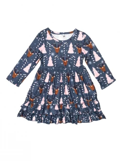 Sydney So Sweet Dresses & Skirt Sets Candy Cane Reindeer Pink Tree Ruffle Girls Dress