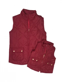 Sydney So Sweet Mommy And Me - Burgundy Quilted Puffer Matching Vest Mom & Me Matching