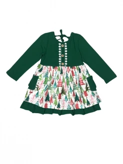 Sydney So Sweet Winter Storybook Forest Green Girls Winter Dress